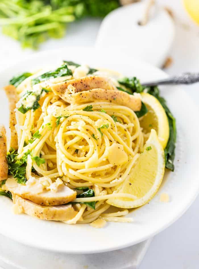 This lemon Ricotta pasta is loaded with perfectly seared chicken, zesty lemon, and a sprinkle of fresh spinach, and a savory blend of Ricotta and Parmesan. Ricotta Pasta with Chicken and Spinach
